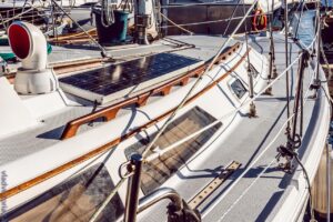 Solar panels on boat